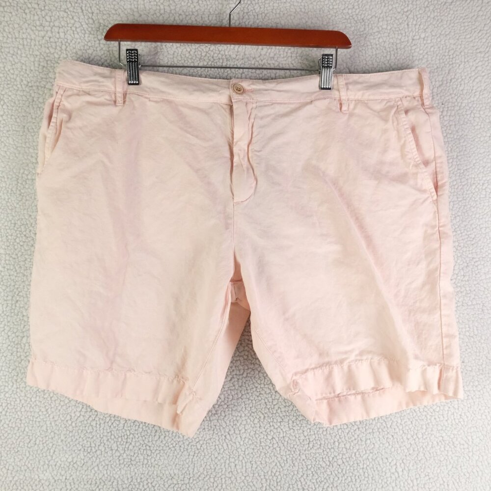 Faherty Shorts Mens Large Pink Linen Cotton Blend Casual Chino Flat Front Summer